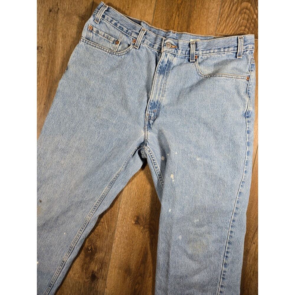Vintage 90s Levi’s 550 Relaxed Fit Denim Jeans Mens 38x32 Blue Grunge Paint